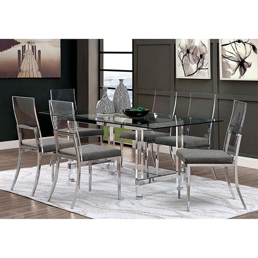 Casper 7 Pc Dining Table Set Chrome - LATIN HOME FURNITURE - (POMONA,CA)