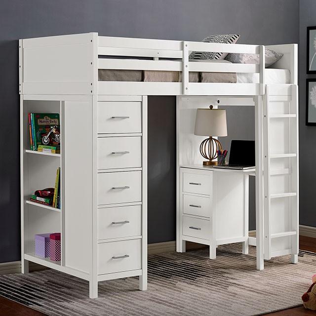 CASSIDY Twin Loft Bed w/ Drawers - LATIN HOME FURNITURE - (POMONA,CA)