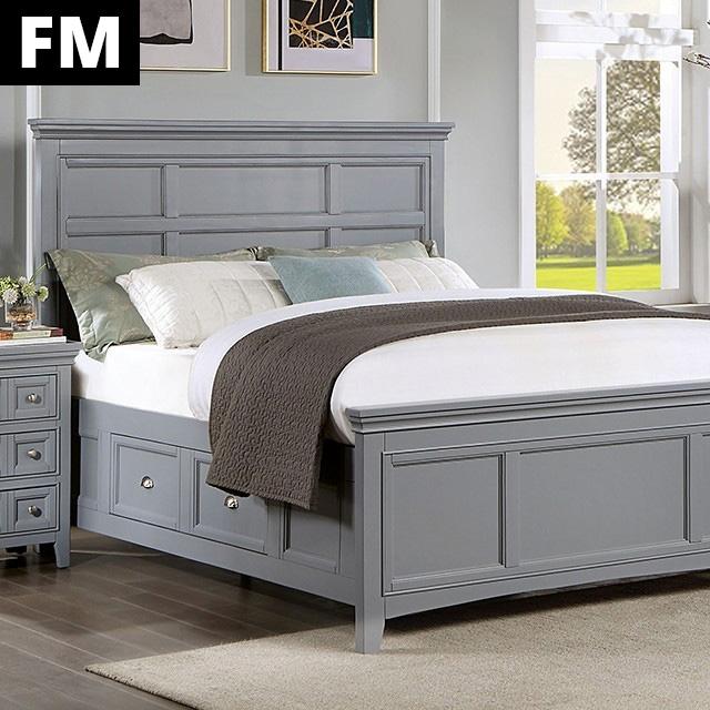 Castlile Bed Grey - LATIN HOME FURNITURE - (POMONA,CA)