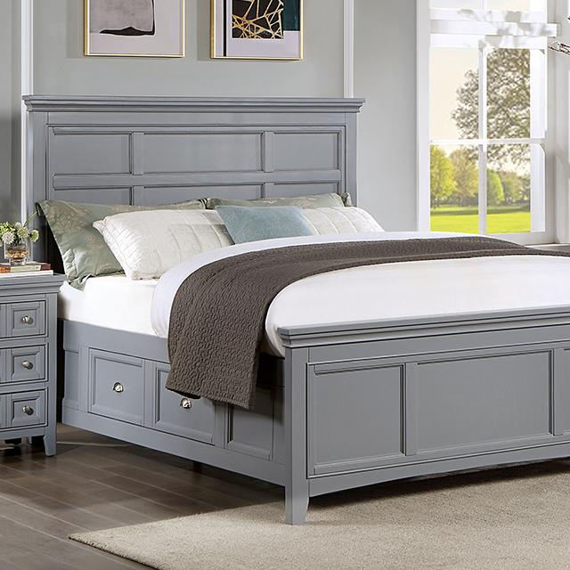 CASTLILE Queen Bed, Gray - LATIN HOME FURNITURE - (POMONA,CA)