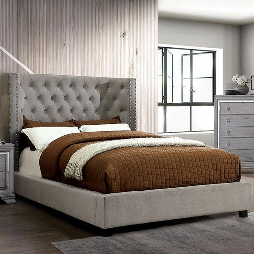 Cayla Cal.King, E.King, & Queen Bed Silver & Grey - LATIN HOME FURNITURE - (POMONA,CA)
