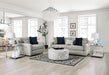 CHANCERY Ottoman, Gray/Navy - LATIN HOME FURNITURE - (POMONA,CA)