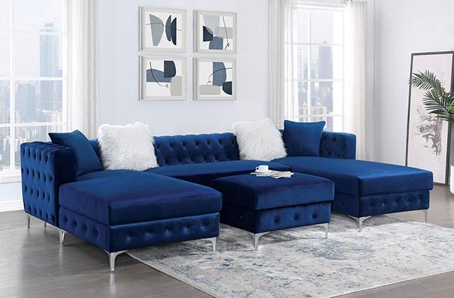 CIABATTONI Sectional, Navy - LATIN HOME FURNITURE - (POMONA,CA)