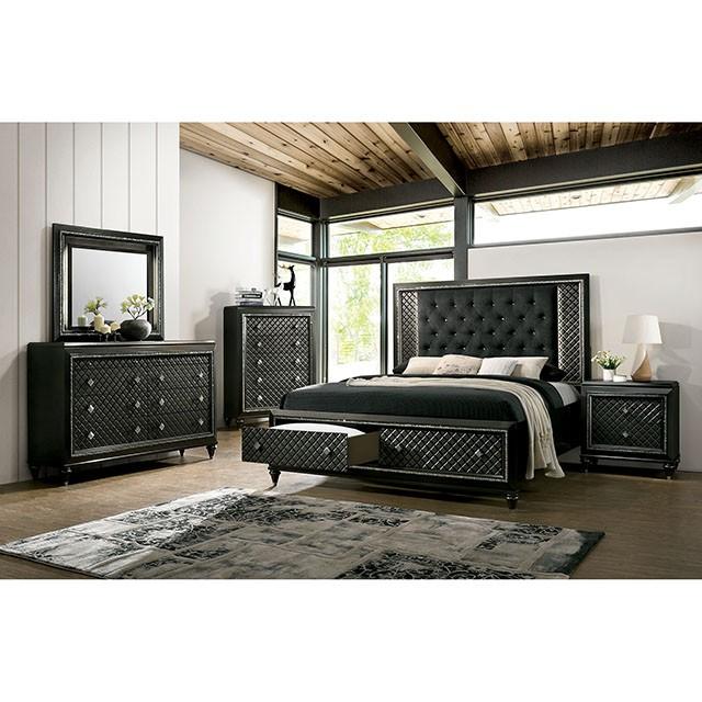 Demetria Metallic Gray Night Stand - LATIN HOME FURNITURE - (POMONA,CA)