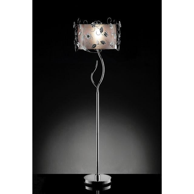 Elva Silver/Chrome Floor Lamp, Double Shade - LATIN HOME FURNITURE - (POMONA,CA)