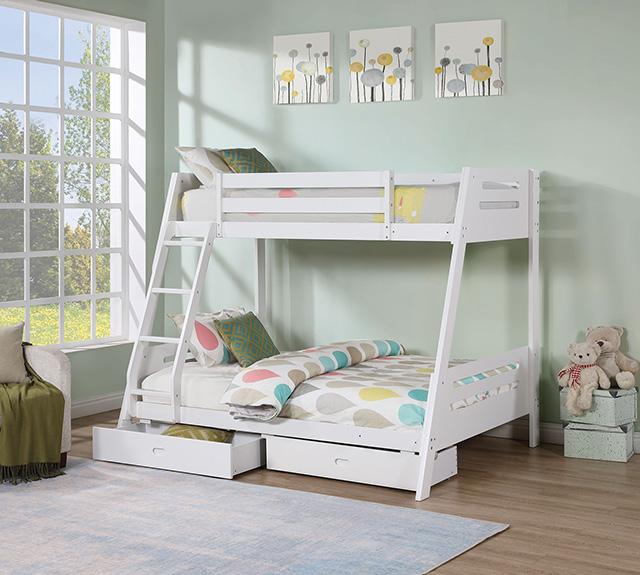 Emilee Twin/Full Bunk Bed White, Grey, Espresso, & Black - LATIN HOME FURNITURE - (POMONA,CA)