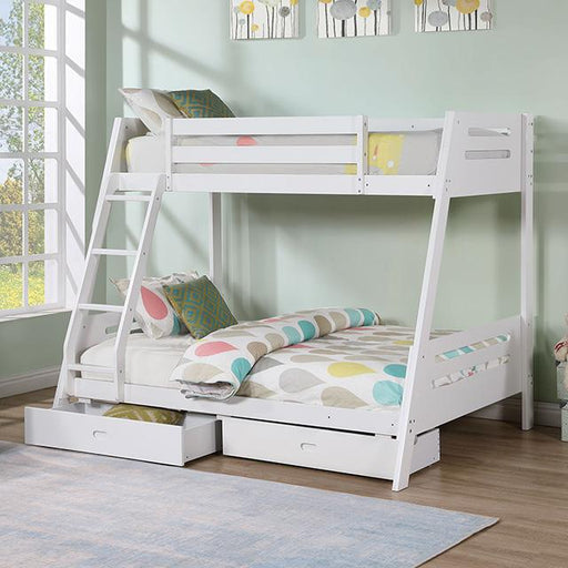 Emilee Twin/Full Bunk Bed White, Grey, Espresso, & Black - LATIN HOME FURNITURE - (POMONA,CA)