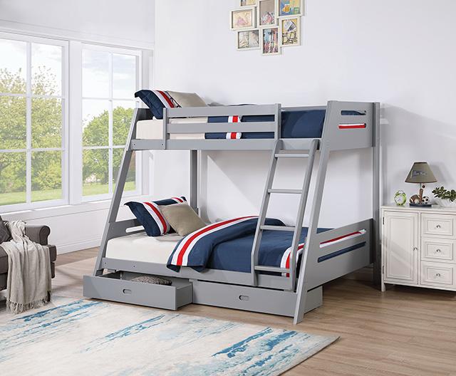 Emilee Twin/Full Bunk Bed White, Grey, Espresso, & Black - LATIN HOME FURNITURE - (POMONA,CA)