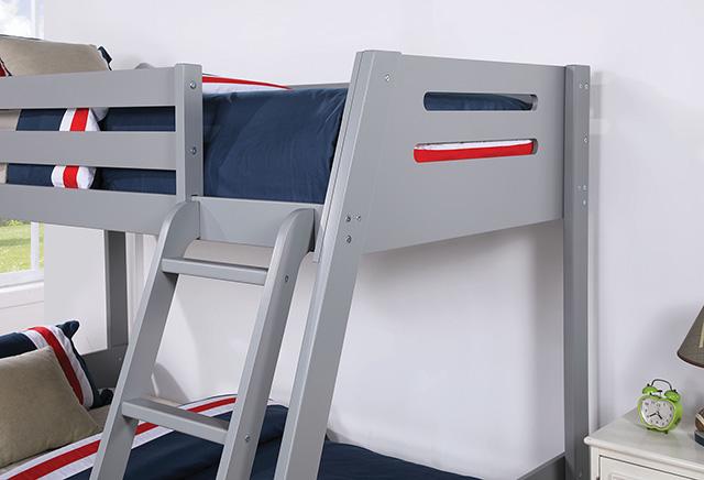 Emilee Twin/Full Bunk Bed White, Grey, Espresso, & Black - LATIN HOME FURNITURE - (POMONA,CA)