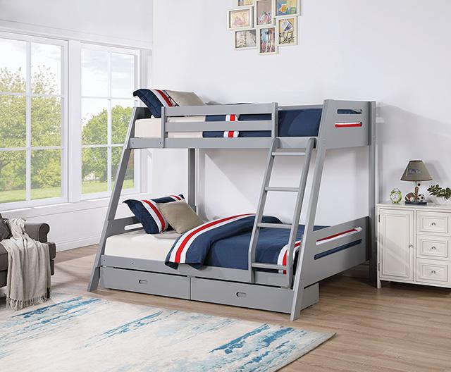 Emilee Twin/Full Bunk Bed White, Grey, Espresso, & Black - LATIN HOME FURNITURE - (POMONA,CA)