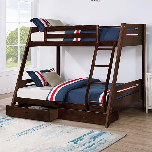 Emilee Twin/Full Bunk Bed White, Grey, Espresso, & Black - LATIN HOME FURNITURE - (POMONA,CA)
