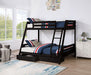 Emilee Twin/Full Bunk Bed White, Grey, Espresso, & Black - LATIN HOME FURNITURE - (POMONA,CA)