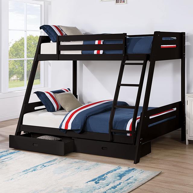 Emilee Twin/Full Bunk Bed White, Grey, Espresso, & Black - LATIN HOME FURNITURE - (POMONA,CA)