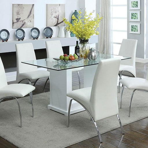 Eva White/Clear Dining Table - LATIN HOME FURNITURE - (POMONA,CA)