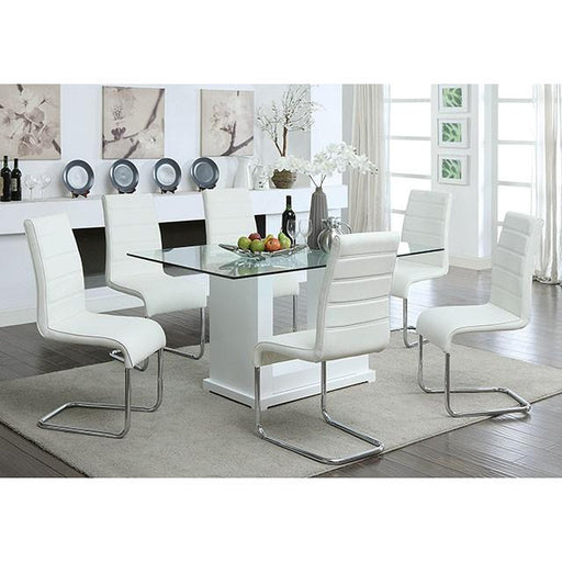 Eva White/Clear Dining Table - LATIN HOME FURNITURE - (POMONA,CA)