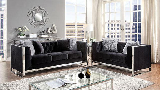 EVADNE Loveseat w/ Pillows, Black - LATIN HOME FURNITURE - (POMONA,CA)