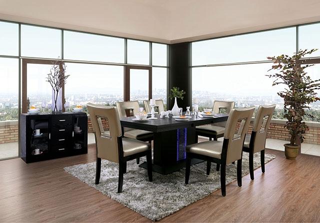 Evangeline Black/Beige Dining Table - LATIN HOME FURNITURE - (POMONA,CA)