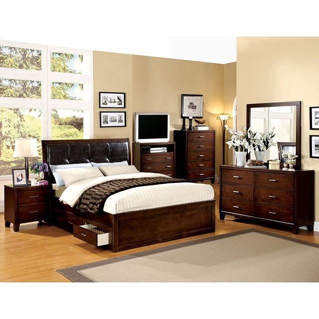 Enrico Full Queen Bed Brown, Black, & Cherry - LATIN HOME FURNITURE - (POMONA,CA)