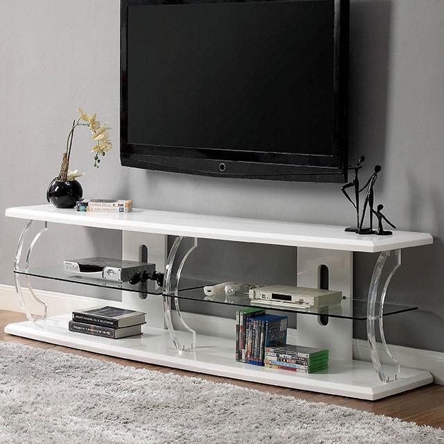 Ernst White/Clear 60" TV Stand - LATIN HOME FURNITURE - (POMONA,CA)