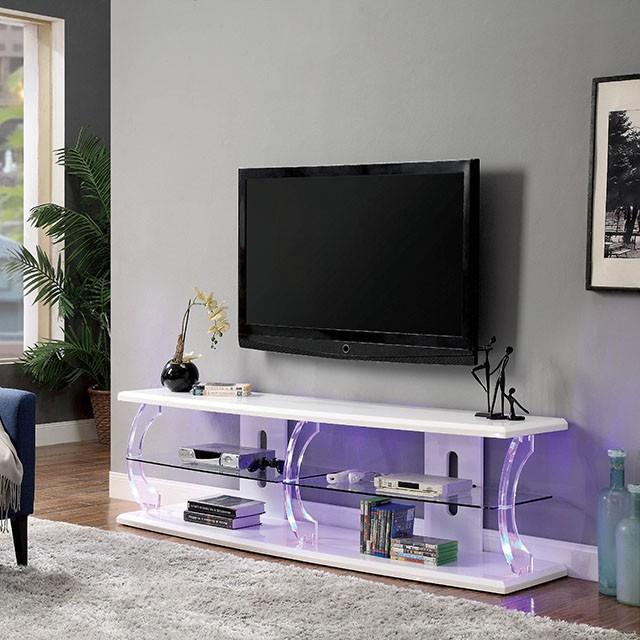 Ernst White/Clear 60" TV Stand - LATIN HOME FURNITURE - (POMONA,CA)