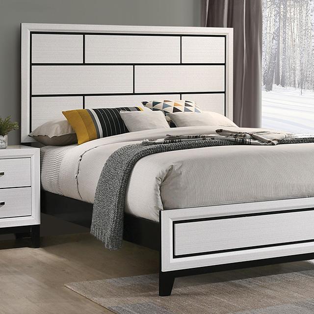 Errico Bed Grey & White - LATIN HOME FURNITURE - (POMONA,CA)