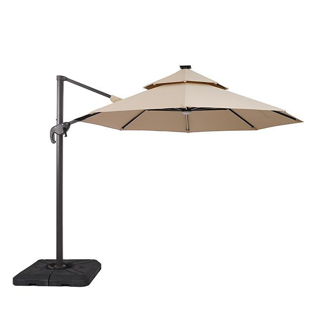 Fera 10 Ft Round Umbrella w/ LED Bulb + 37" Large Base - LATIN HOME FURNITURE - (POMONA,CA)