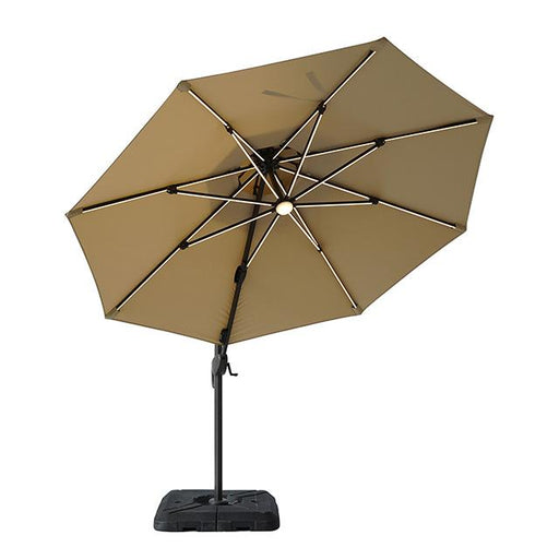 Fera 10 Ft Round Umbrella w/ LED Bulb + 37" Large Base - LATIN HOME FURNITURE - (POMONA,CA)