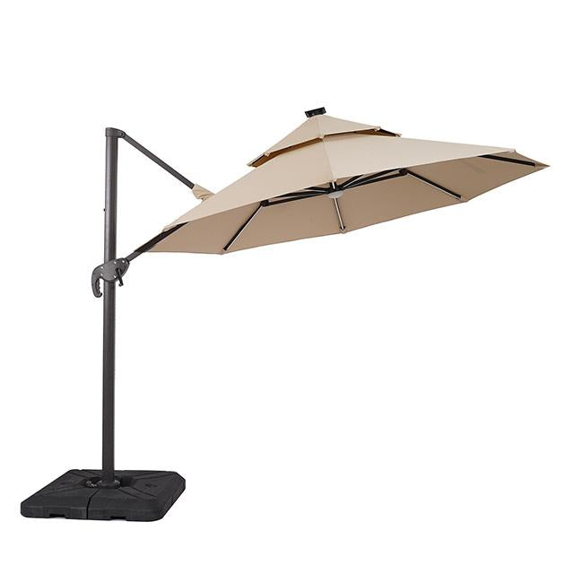 Fera 10 Ft Round Umbrella w/ LED Bulb + 37" Large Base - LATIN HOME FURNITURE - (POMONA,CA)