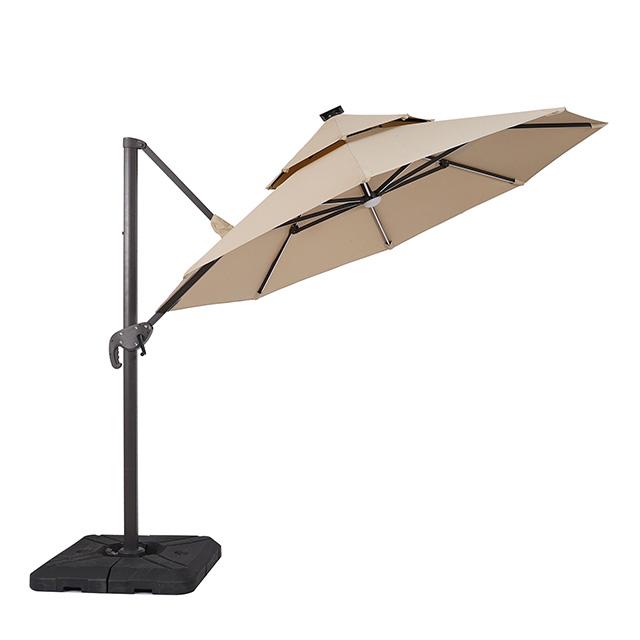 Fera 10 Ft Round Umbrella w/ LED Bulb + 37" Large Base - LATIN HOME FURNITURE - (POMONA,CA)