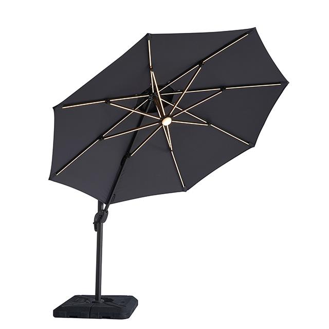 Fera 10 Ft Round Umbrella w/ LED Bulb + 37" Large Base - LATIN HOME FURNITURE - (POMONA,CA)