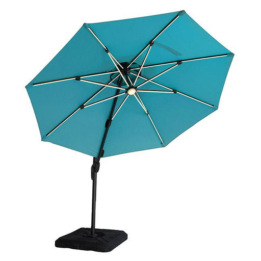 Fera 10 Ft Round Umbrella w/ LED Bulb + 37" Large Base - LATIN HOME FURNITURE - (POMONA,CA)