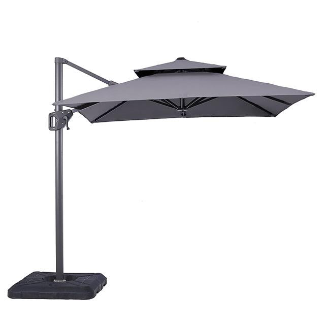 Fida 8 Ft Square Umbrella w/ Double Top + 37" Large Base - LATIN HOME FURNITURE - (POMONA,CA)