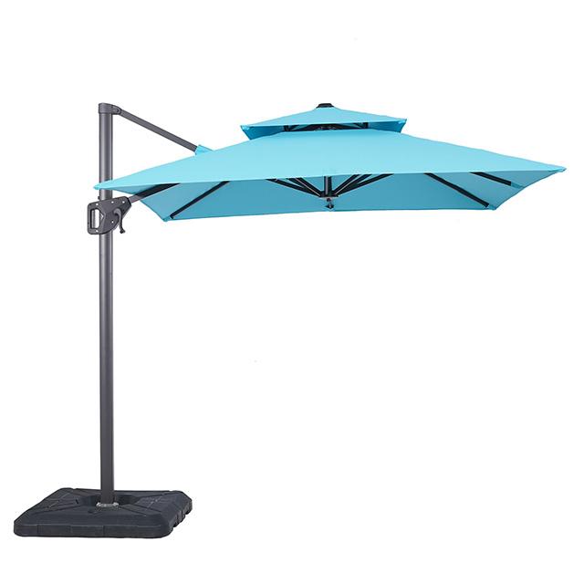 Fida 8 Ft Square Umbrella w/ Double Top + 37" Large Base - LATIN HOME FURNITURE - (POMONA,CA)