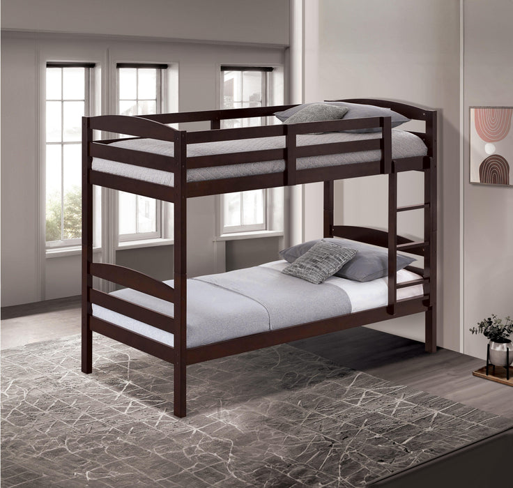 Finsbury Twin Twin Bunk Bed Espresso, Grey & White - LATIN HOME FURNITURE - (POMONA,CA)
