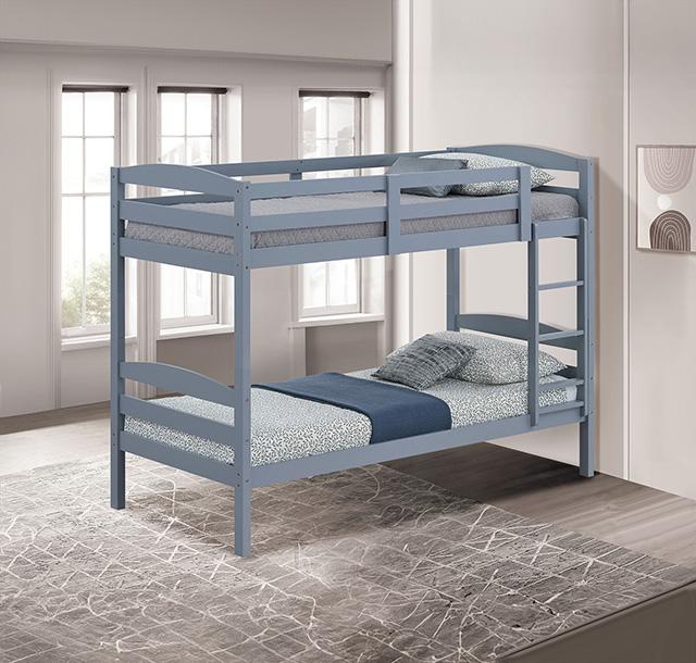 Finsbury Twin Twin Bunk Bed Espresso, Grey & White - LATIN HOME FURNITURE - (POMONA,CA)