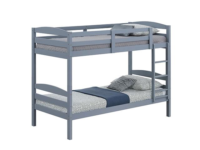 Finsbury Twin Twin Bunk Bed Espresso, Grey & White - LATIN HOME FURNITURE - (POMONA,CA)