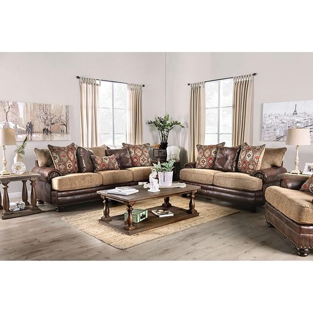 Fletcher Brown/Tan Sofa - LATIN HOME FURNITURE - (POMONA,CA)