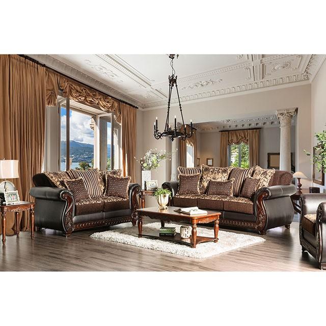Franklin Dark Brown/Tan Sofa, Dark Brown - LATIN HOME FURNITURE - (POMONA,CA)