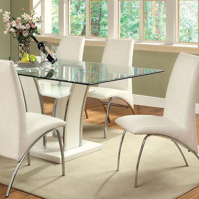 Glenview White/Chrome Dining Table - LATIN HOME FURNITURE - (POMONA,CA)