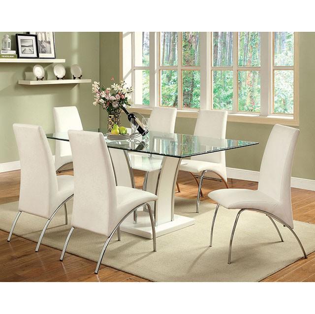Glenview White/Chrome Dining Table - LATIN HOME FURNITURE - (POMONA,CA)