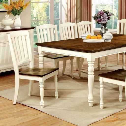 HARRISBURG Vintage White/Dark Oak Dining Table w/ 18" Butterfly Leaf - LATIN HOME FURNITURE - (POMONA,CA)