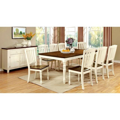 HARRISBURG Vintage White/Dark Oak Dining Table w/ 18" Butterfly Leaf - LATIN HOME FURNITURE - (POMONA,CA)