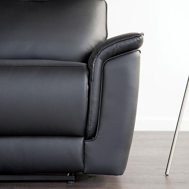 Bienne Sofa Manual Recliner White & Black - LATIN HOME FURNITURE - (POMONA,CA)