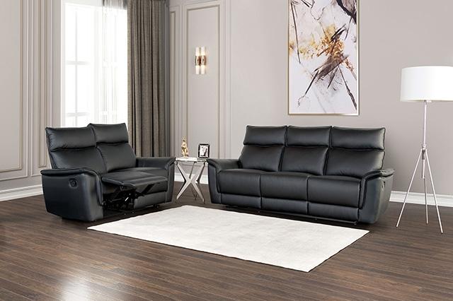 Bienne Sofa Manual Recliner White & Black - LATIN HOME FURNITURE - (POMONA,CA)