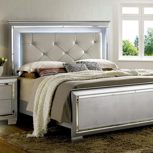 Bellagrand Bed Oak, Silver & Black - LATIN HOME FURNITURE - (POMONA,CA)