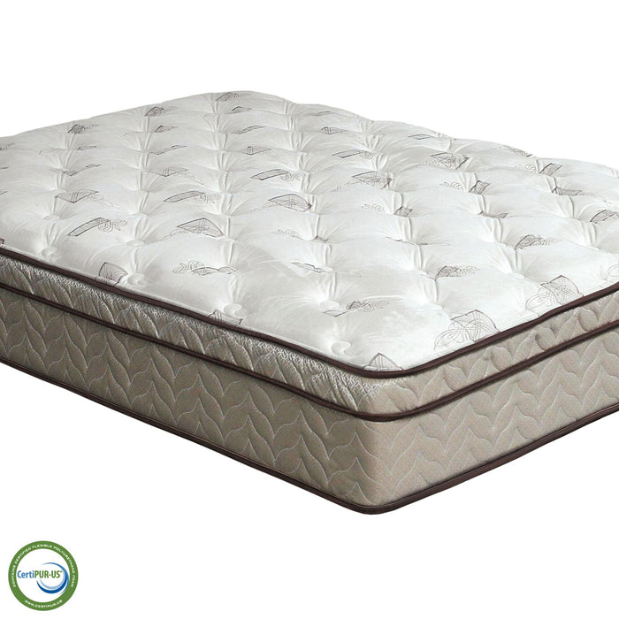 Lilium White/Brown 13" Euro Pillow Top Mattress, Twin - LATIN HOME FURNITURE - (POMONA,CA)