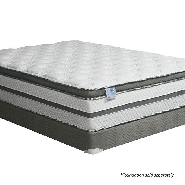 SIDDALEE White/Gray 16" Euro Pillow Top Mattress, Cal.King - LATIN HOME FURNITURE - (POMONA,CA)