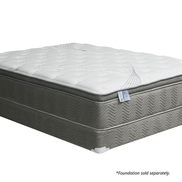 STORMIN White/Gray 13" Euro Pillow Top Mattress, Full - LATIN HOME FURNITURE - (POMONA,CA)