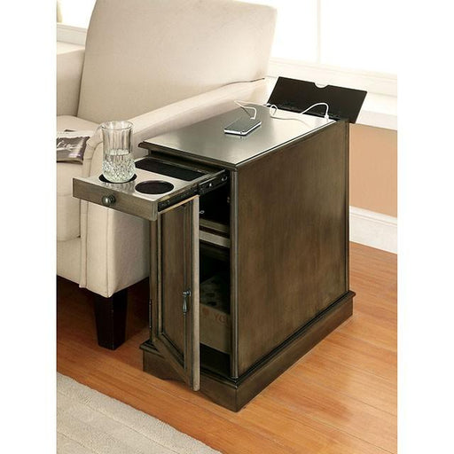 LILITH I Gray Side Table w/ USB - LATIN HOME FURNITURE - (POMONA,CA)