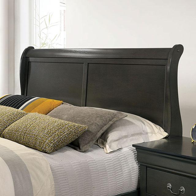 Louis Philippe E.King Bed Black, Cherry, & Gray - LATIN HOME FURNITURE - (POMONA,CA)